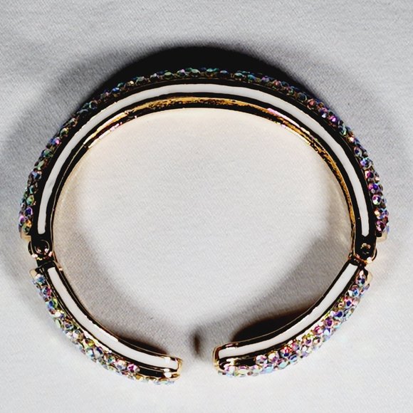 Mystic Austrian Crystal sparkling cuff bracelet in Goldtone 6.75 inches - Picture 2 of 5